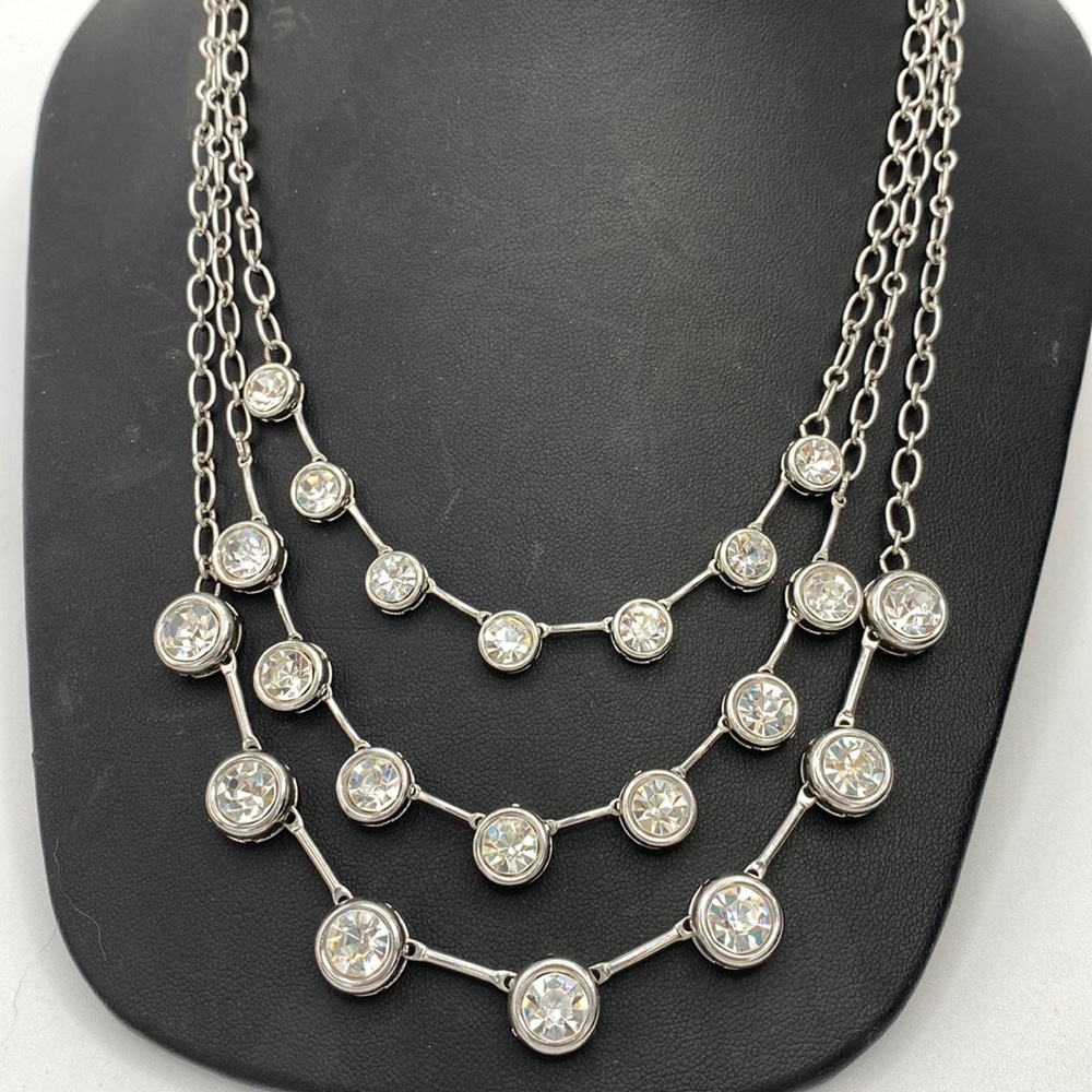 White House Black Market Triple Strand Crystal Necklace
